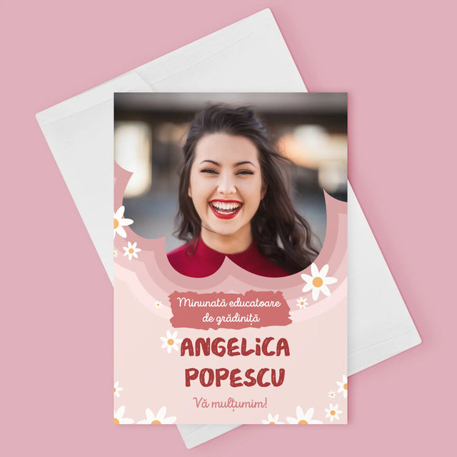 Fotografie Si Semnătură: Minunată Educatoare De Grădiniță - Card Cu Felicitări