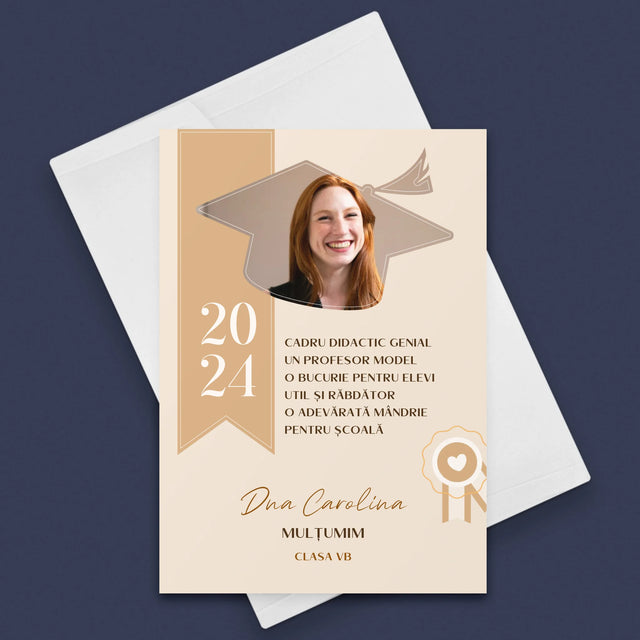 Fotografie Si Semnătură: Diplomă De Recunoștință Pentru Învățătoare - Card Cu Felicitări