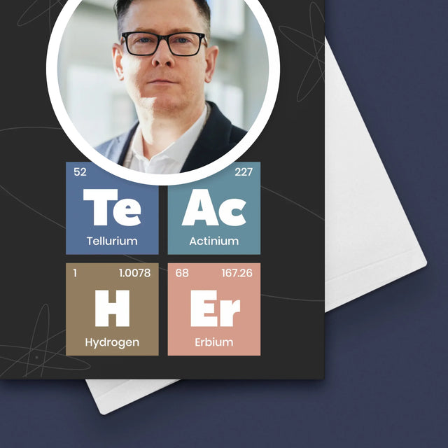 Fotografie Si Semnătură: Teacher Elemente Chimice - Card Cu Felicitări