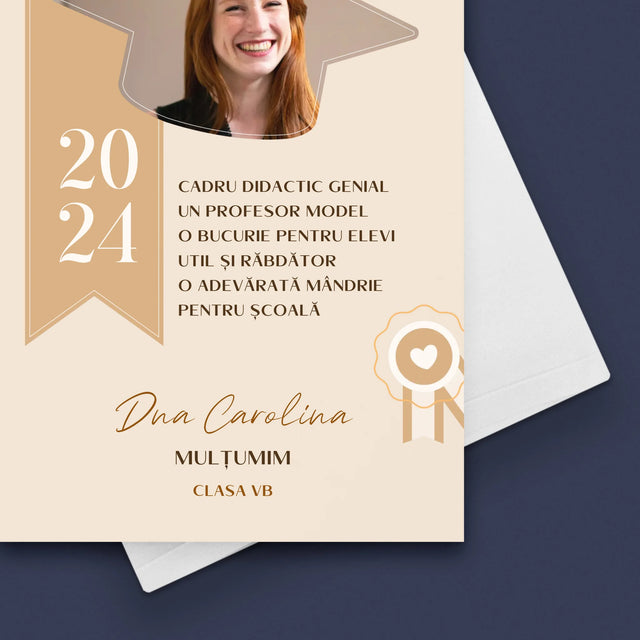 Fotografie Si Semnătură: Diplomă De Recunoștință Pentru Învățătoare - Card Cu Felicitări