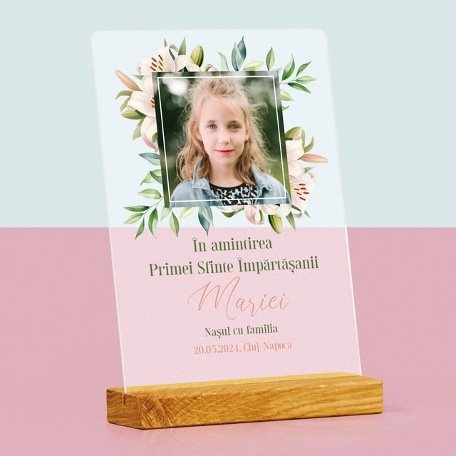 Fotografie Si Semnătură: Pentru Sărbătorirea Primei Împărtășiri - Imprimare Pe Sticlă Acrilică (Verticală)