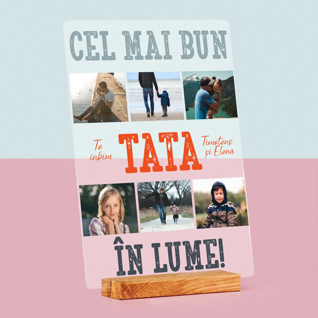 Colaj De Fotografii: Cel Mai Bun Tată Din Lume Fotografii - Imprimare Pe Sticlă Acrilică (Verticală)