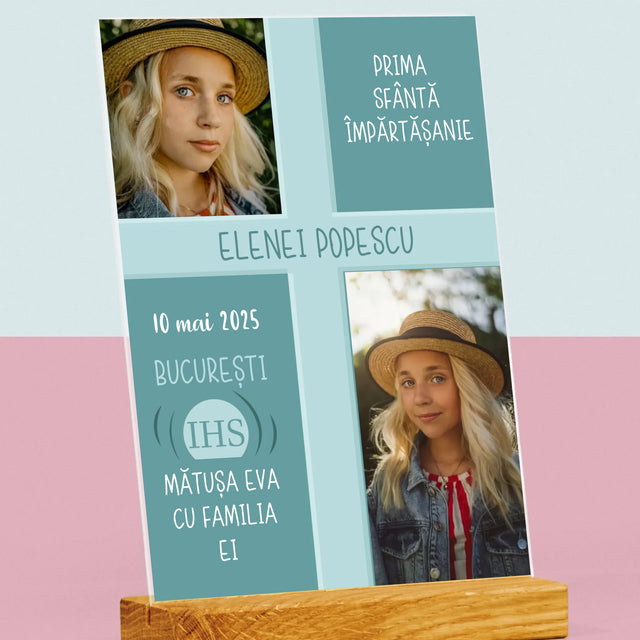 Colaj De Fotografii: Prima Sfântă Împărtășanie - Imprimare Pe Sticlă Acrilică (Verticală)