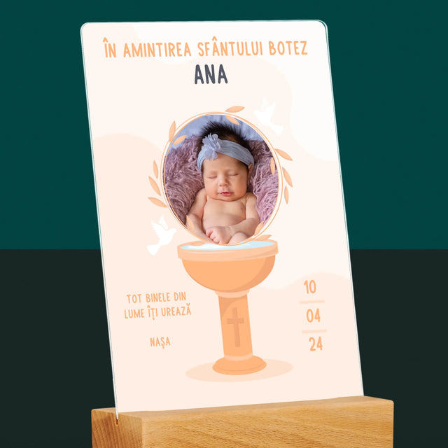 Fotografie Si Semnătură: În Amintirea Sfântului Botez - Imprimare Pe Sticlă Acrilică (Verticală)
