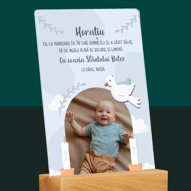 Fotografie Si Semnătură: Cu Ocazia Sfântului Botez, Vă Dorim - Imprimare Pe Sticlă Acrilică (Verticală)