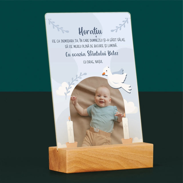 Fotografie Si Semnătură: Cu Ocazia Sfântului Botez, Vă Dorim - Imprimare Pe Sticlă Acrilică (Verticală)