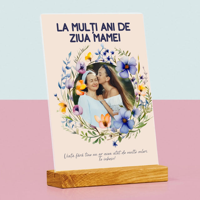 Fotografie Si Semnătură: La Mulți Ani De Ziua Mamei - Imprimare Pe Sticlă Acrilică (Verticală)