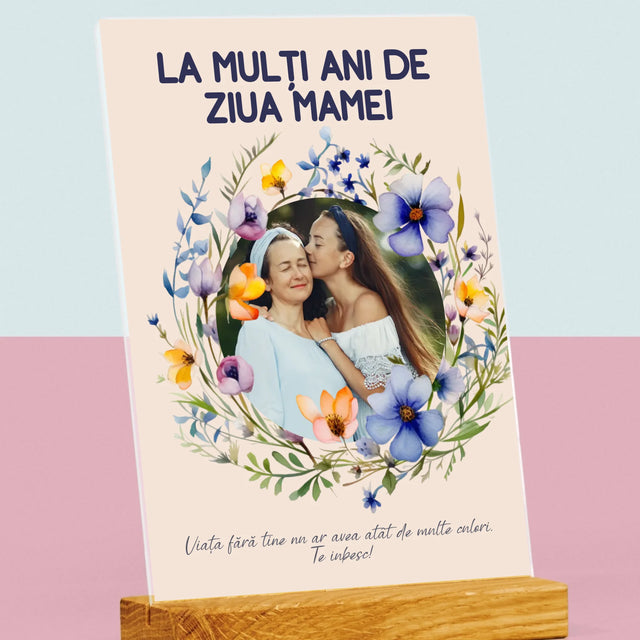 Fotografie Si Semnătură: La Mulți Ani De Ziua Mamei - Imprimare Pe Sticlă Acrilică (Verticală)