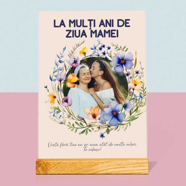 Fotografie Si Semnătură: La Mulți Ani De Ziua Mamei - Imprimare Pe Sticlă Acrilică (Verticală)