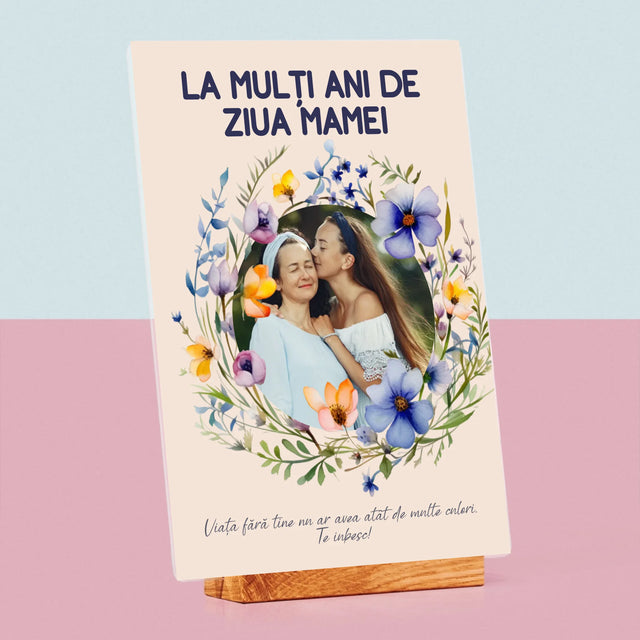 Fotografie Si Semnătură: La Mulți Ani De Ziua Mamei - Imprimare Pe Sticlă Acrilică (Verticală)