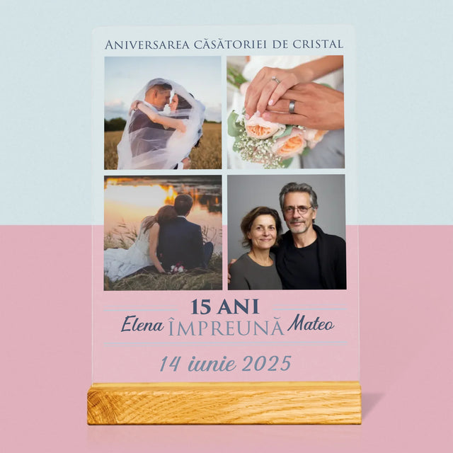 Colaj De Fotografii: 15 Ani Împreună - Imprimare Pe Sticlă Acrilică (Verticală)