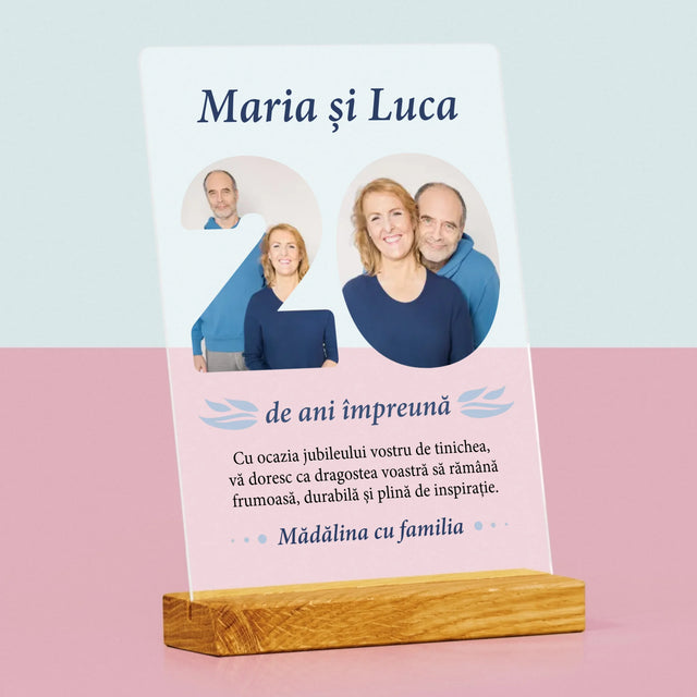 Cuvânt Din Fotografii: 20 De Ani Împreună - Imprimare Pe Sticlă Acrilică (Verticală)