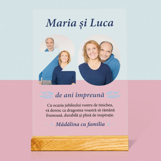 Cuvânt Din Fotografii: 20 De Ani Împreună - Imprimare Pe Sticlă Acrilică (Verticală)