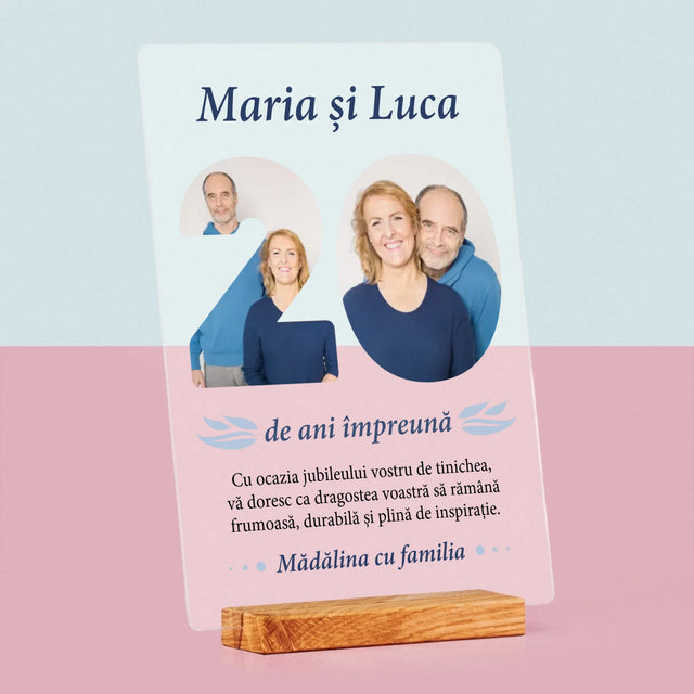 Cuvânt Din Fotografii: 20 De Ani Împreună - Imprimare Pe Sticlă Acrilică (Verticală)