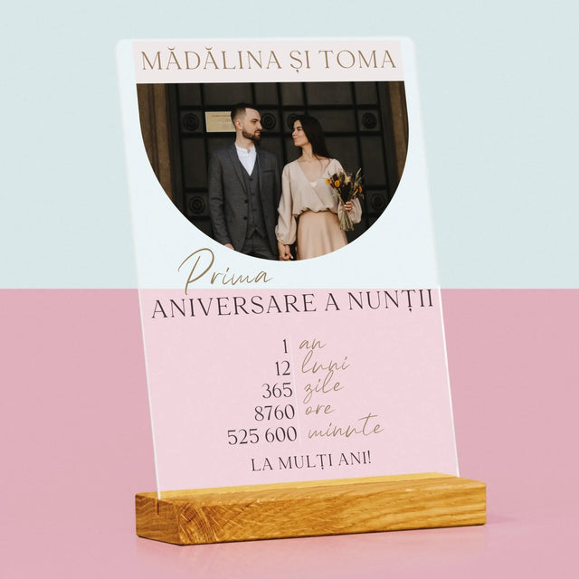 Fotografie Si Semnătură: Prima Aniversare A Nunții - Imprimare Pe Sticlă Acrilică (Verticală)