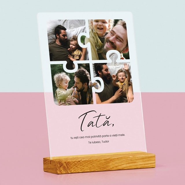 Colaj De Fotografii: Puzzle Fotografie Pentru Tata - Imprimare Pe Sticlă Acrilică (Verticală)