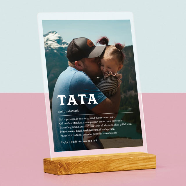 Fotografie Si Semnătură: Definiția Tată - Imprimare Pe Sticlă Acrilică (Verticală)