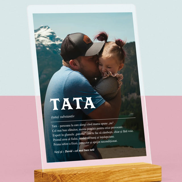 Fotografie Si Semnătură: Definiția Tată - Imprimare Pe Sticlă Acrilică (Verticală)