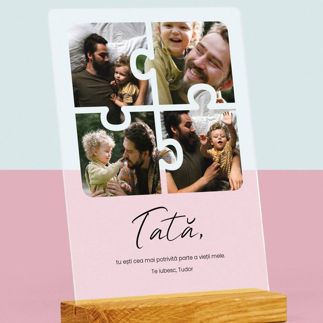 Colaj De Fotografii: Puzzle Fotografie Pentru Tata - Imprimare Pe Sticlă Acrilică (Verticală)