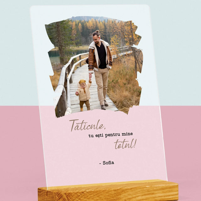 Fotografie Si Semnătură: Un Laur Pentru Tata - Imprimare Pe Sticlă Acrilică (Verticală)