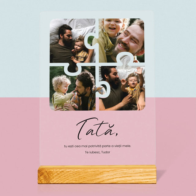 Colaj De Fotografii: Puzzle Fotografie Pentru Tata - Imprimare Pe Sticlă Acrilică (Verticală)