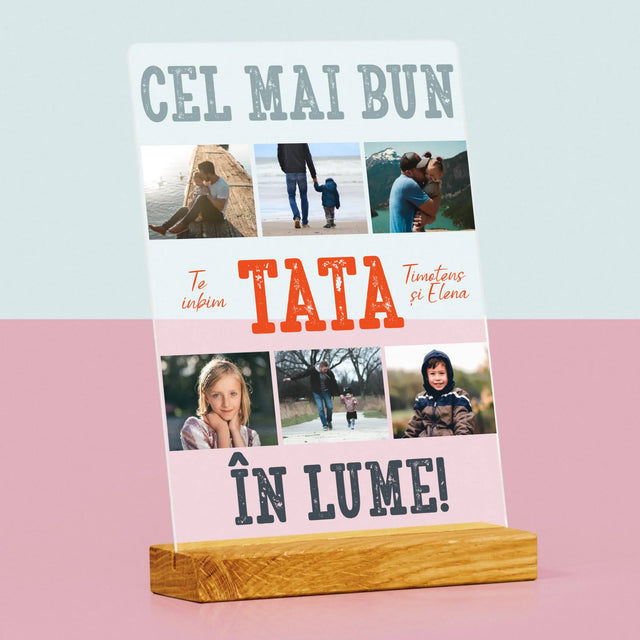 Colaj De Fotografii: Cel Mai Bun Tată Din Lume Fotografii - Imprimare Pe Sticlă Acrilică (Verticală)