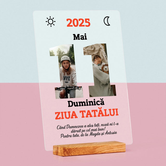 Cuvânt Din Fotografii: Felicitare Calendar Ziua Tatălui - Imprimare Pe Sticlă Acrilică (Verticală)