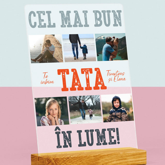 Colaj De Fotografii: Cel Mai Bun Tată Din Lume Fotografii - Imprimare Pe Sticlă Acrilică (Verticală)