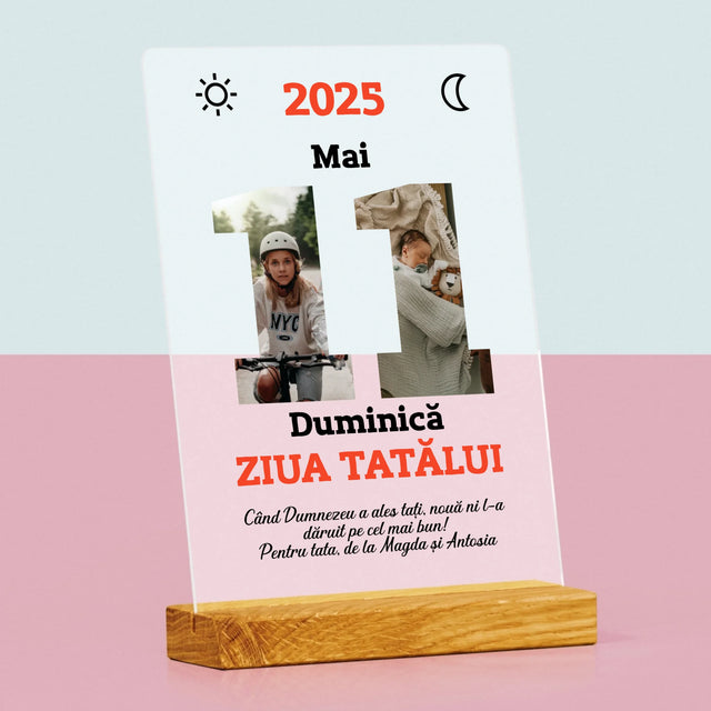 Cuvânt Din Fotografii: Felicitare Calendar Ziua Tatălui - Imprimare Pe Sticlă Acrilică (Verticală)