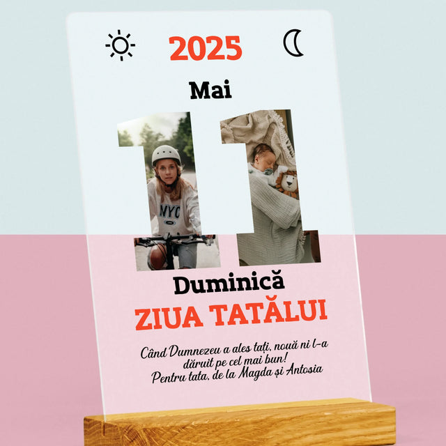 Cuvânt Din Fotografii: Felicitare Calendar Ziua Tatălui - Imprimare Pe Sticlă Acrilică (Verticală)