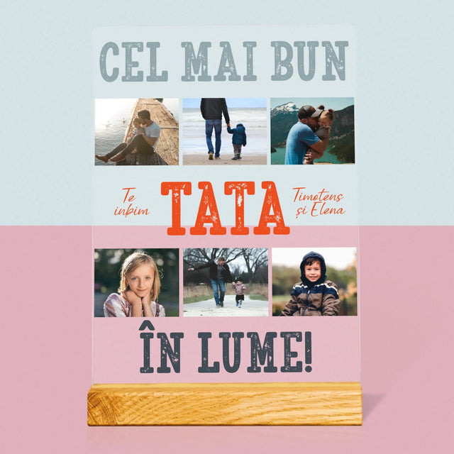 Colaj De Fotografii: Cel Mai Bun Tată Din Lume Fotografii - Imprimare Pe Sticlă Acrilică (Verticală)