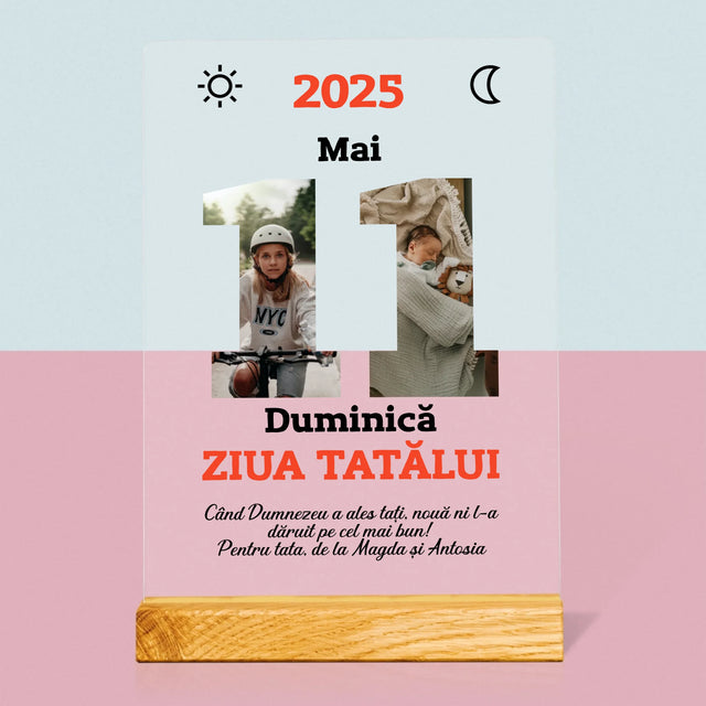 Cuvânt Din Fotografii: Felicitare Calendar Ziua Tatălui - Imprimare Pe Sticlă Acrilică (Verticală)