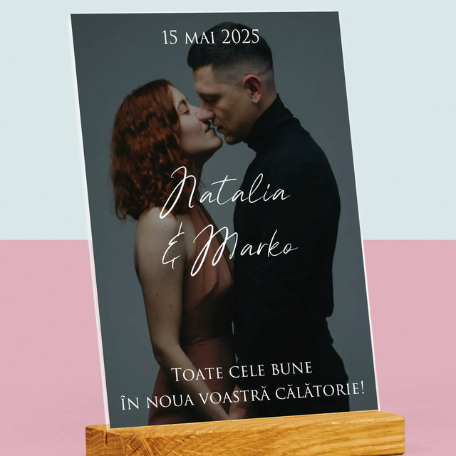 Fotografie Si Semnătură: Urări Fotografie De Nuntă - Imprimare Pe Sticlă Acrilică (Verticală)