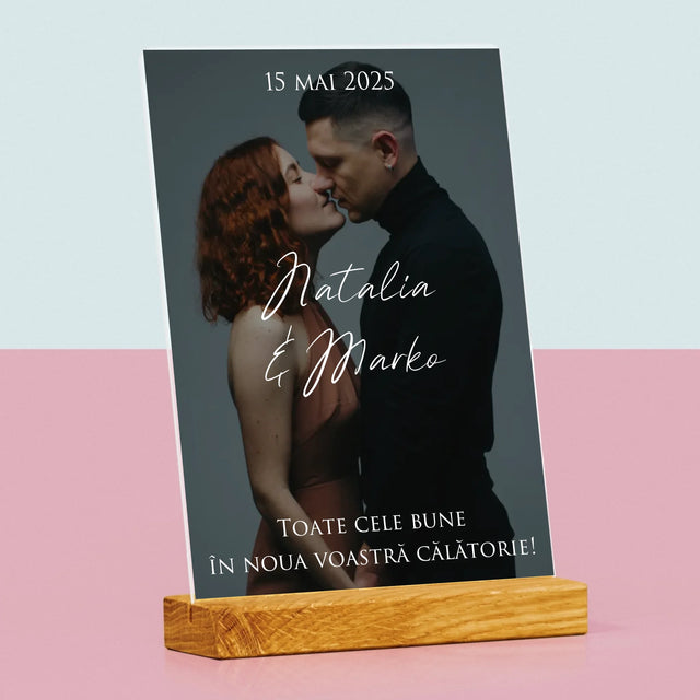 Fotografie Si Semnătură: Urări Fotografie De Nuntă - Imprimare Pe Sticlă Acrilică (Verticală)