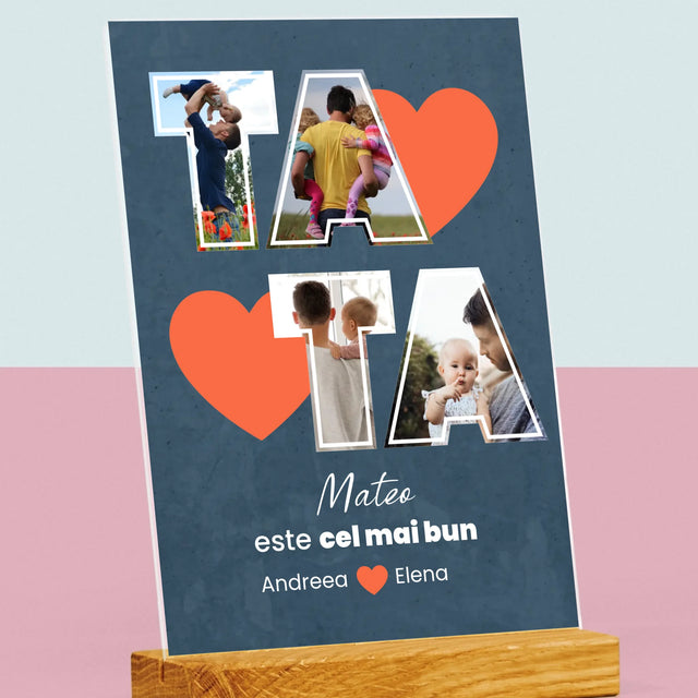 Colaj De Fotografii: Tata Este Cel Mai Bun - Imprimare Pe Sticlă Acrilică (Verticală)