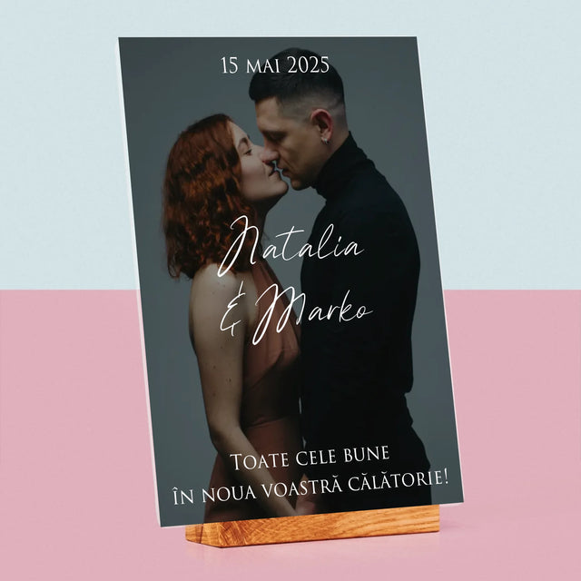 Fotografie Si Semnătură: Urări Fotografie De Nuntă - Imprimare Pe Sticlă Acrilică (Verticală)