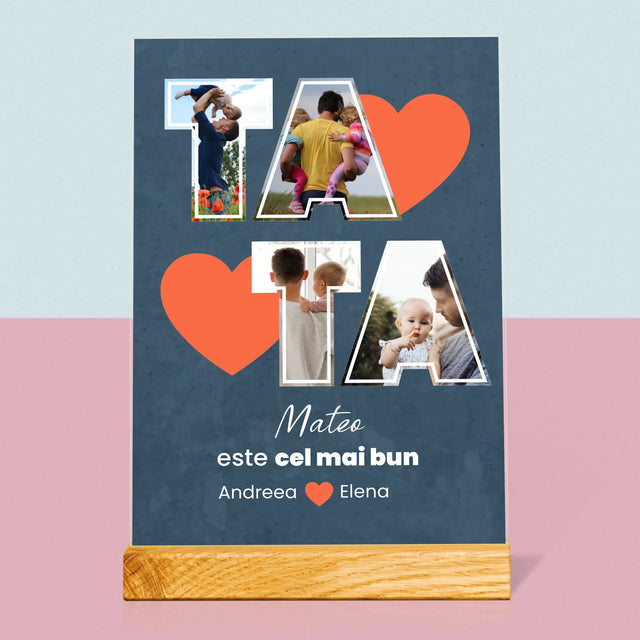 Colaj De Fotografii: Tata Este Cel Mai Bun - Imprimare Pe Sticlă Acrilică (Verticală)