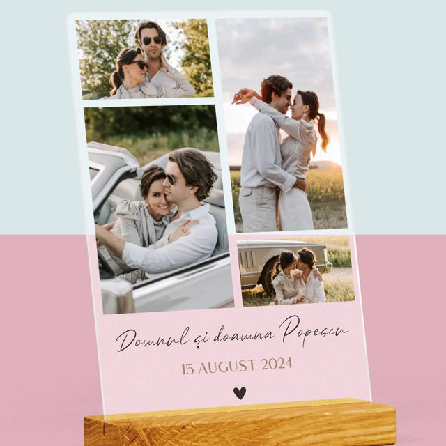 Colaj De Fotografii: Dl. Și Dna - Imprimare Pe Sticlă Acrilică (Verticală)