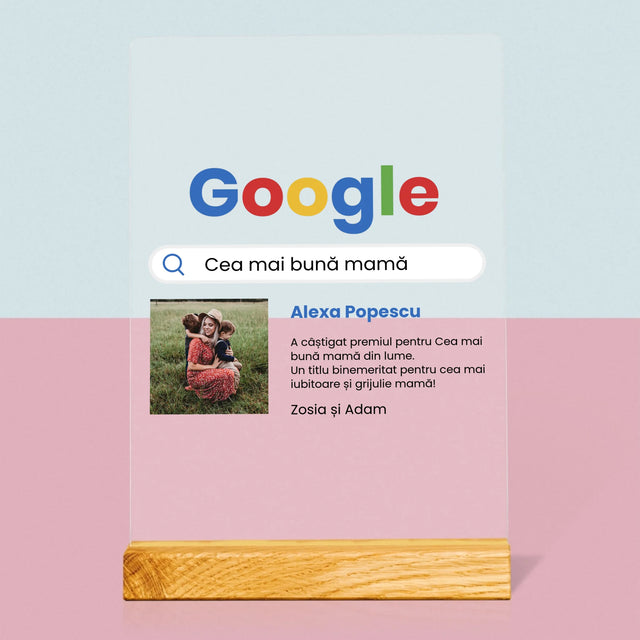 Fotografie Si Semnătură: Cea Mai Bună Mamă Rezultat Google - Imprimare Pe Sticlă Acrilică (Verticală)