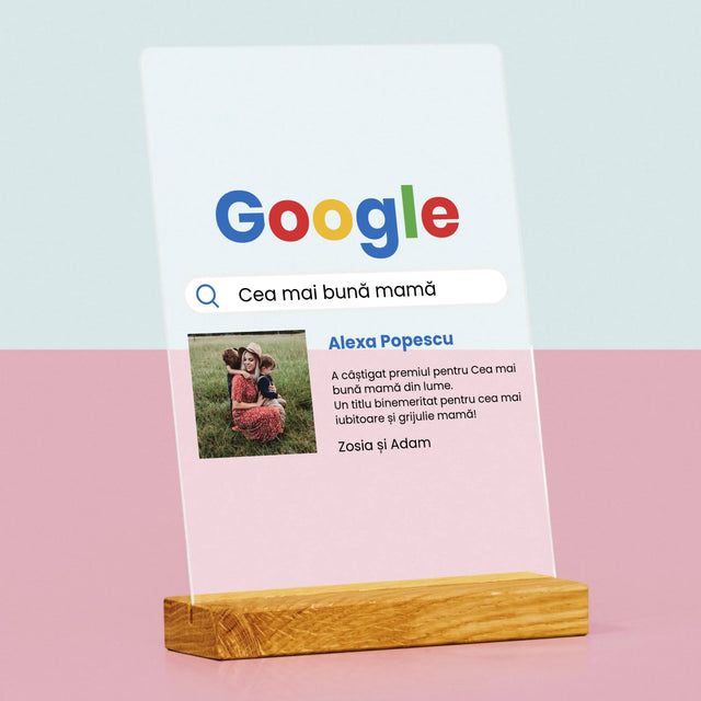 Fotografie Si Semnătură: Cea Mai Bună Mamă Rezultat Google - Imprimare Pe Sticlă Acrilică (Verticală)