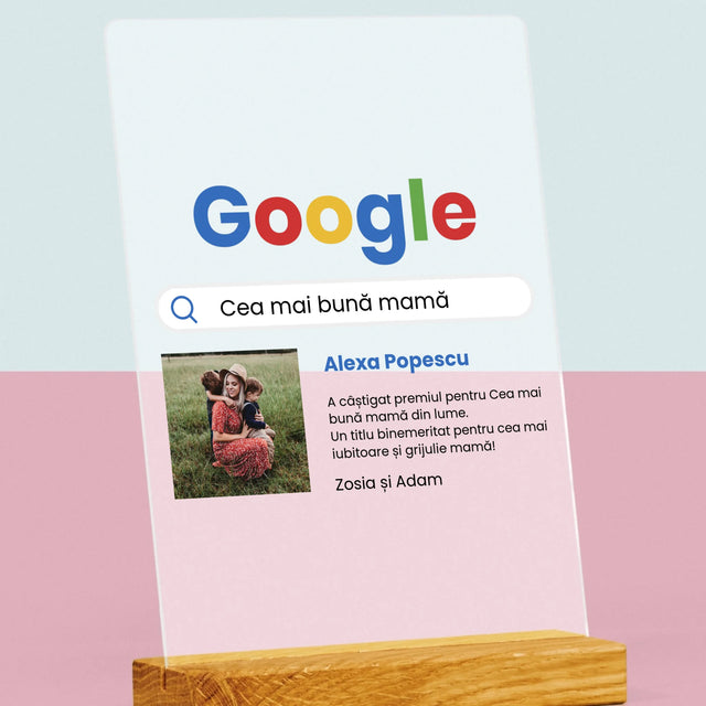 Fotografie Si Semnătură: Cea Mai Bună Mamă Rezultat Google - Imprimare Pe Sticlă Acrilică (Verticală)