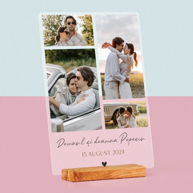 Colaj De Fotografii: Dl. Și Dna - Imprimare Pe Sticlă Acrilică (Verticală)