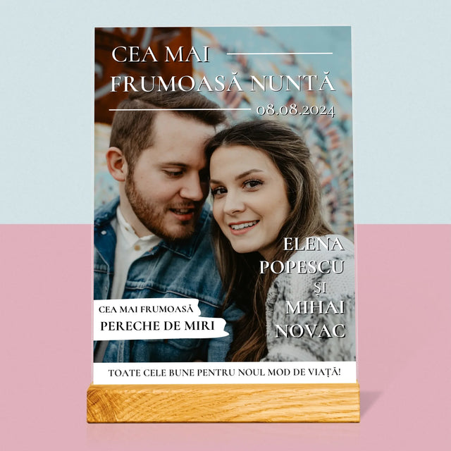 Copertă Derevistă: Cea Mai Frumoasă Nuntă - Imprimare Pe Sticlă Acrilică (Verticală)