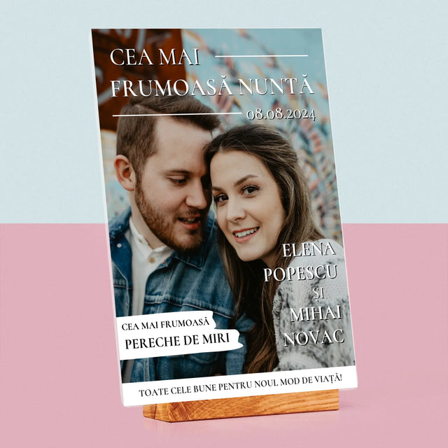 Copertă Derevistă: Cea Mai Frumoasă Nuntă - Imprimare Pe Sticlă Acrilică (Verticală)