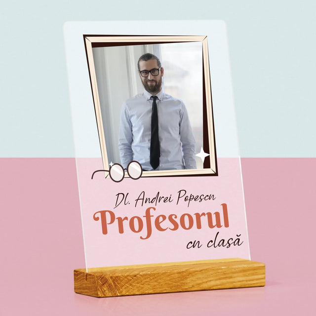 Fotografie Si Semnătură: Profesorul Cu Clasă - Imprimare Pe Sticlă Acrilică (Verticală)