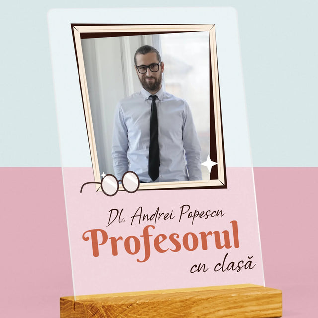 Fotografie Si Semnătură: Profesorul Cu Clasă - Imprimare Pe Sticlă Acrilică (Verticală)