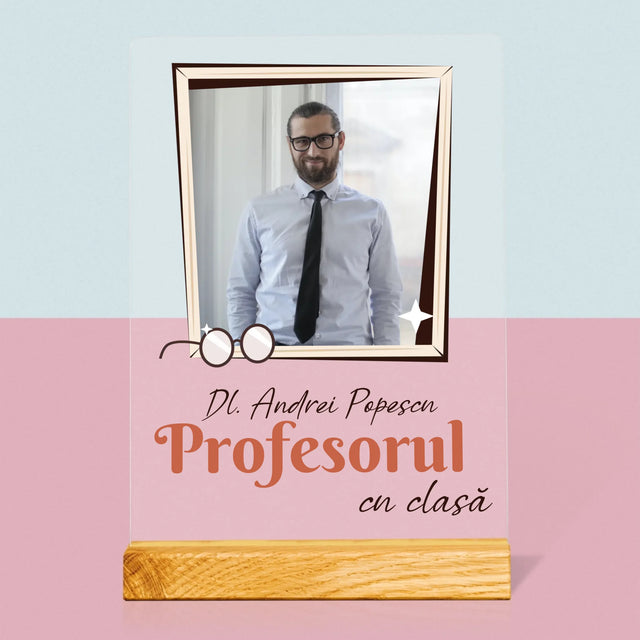 Fotografie Si Semnătură: Profesorul Cu Clasă - Imprimare Pe Sticlă Acrilică (Verticală)