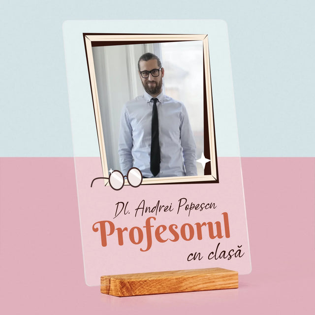 Fotografie Si Semnătură: Profesorul Cu Clasă - Imprimare Pe Sticlă Acrilică (Verticală)
