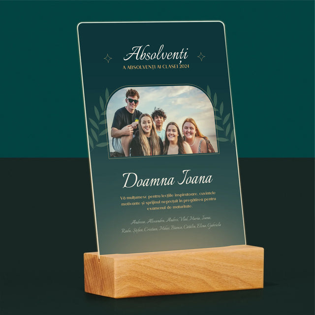 Monogramă: Profesor Vă Mulțumesc - Imprimare Pe Sticlă Acrilică (Verticală)