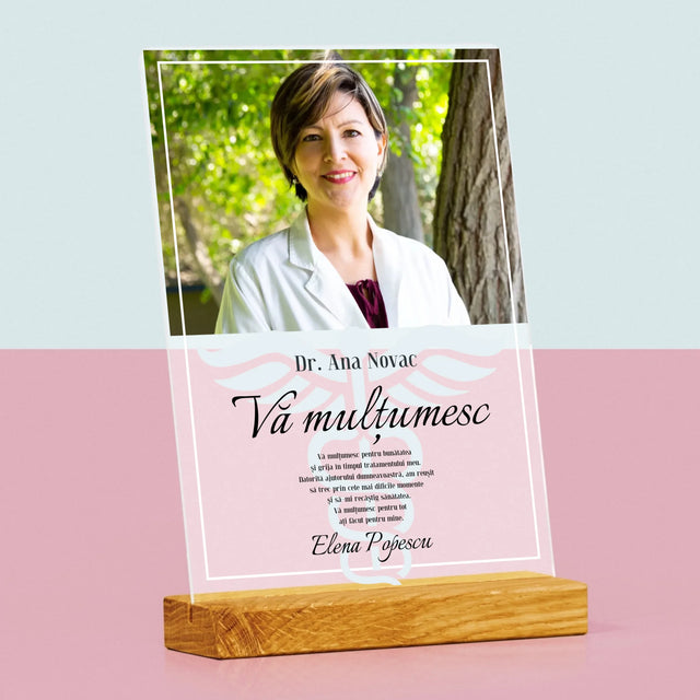 Fotografie Si Semnătură: Doctore Vă Mulțumesc - Imprimare Pe Sticlă Acrilică (Verticală)